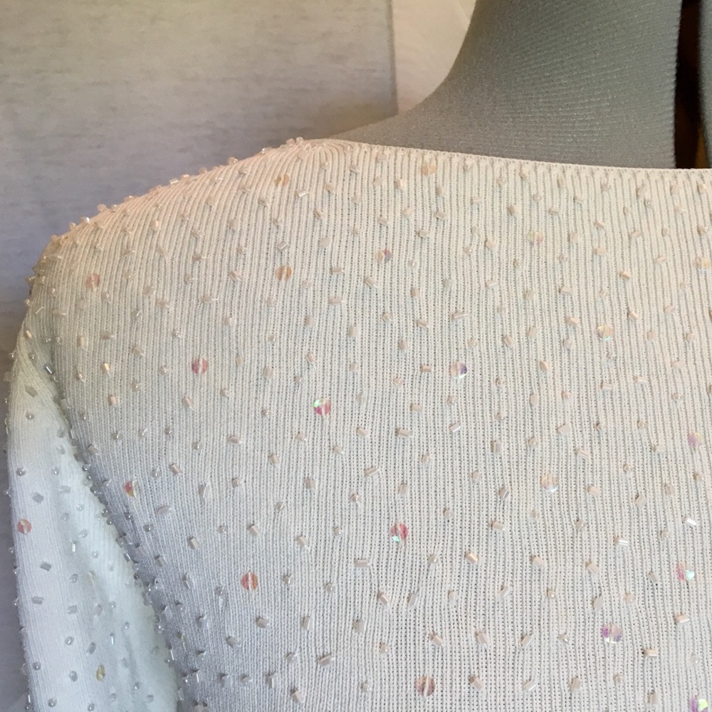 Beaded and sequin short sleeve blouse